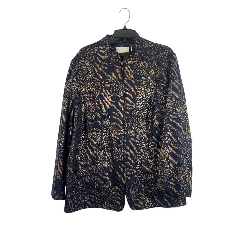 Alfred Dunner Women's Navy Blue & Shimmering Gold Jacket